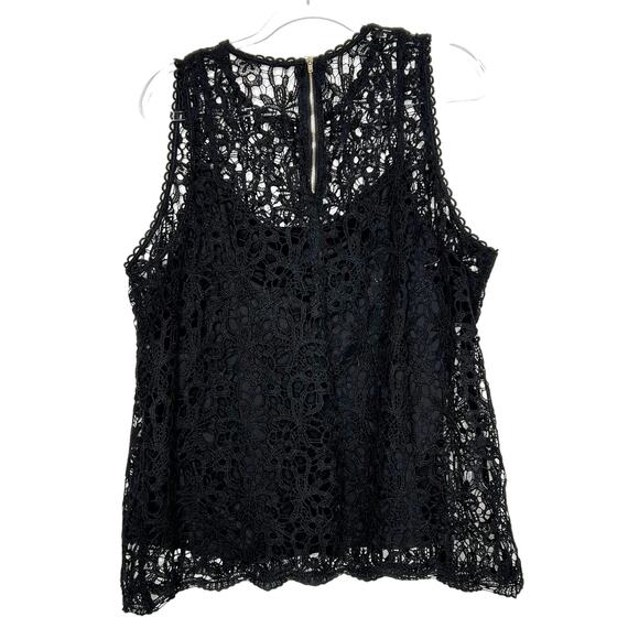 MAURICES All Over Lace Tank Blouse Sleeveless High Neck Pullover Black Size 2 - Picture 4 of 7